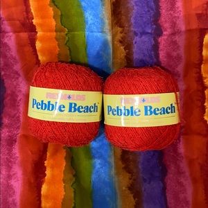 Reynolds yarn, 2 skeins “Pebble Beach”, red